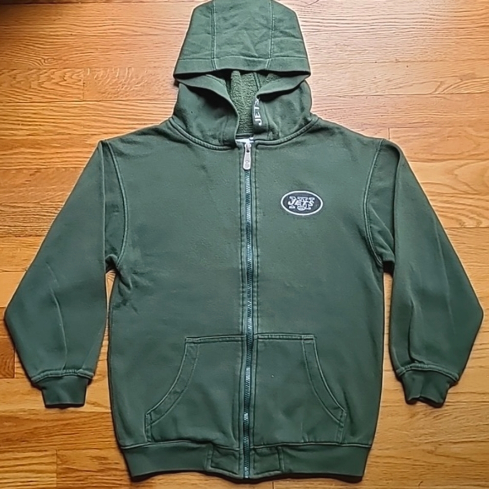 Size 10/12 kid NY Jets hooded sweatshirt - Picture 2 of 10